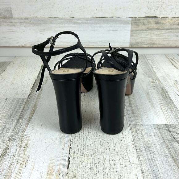 SCHUTZ Women’s 11 Kelsie Black Leather Platform Strappy Block Heel Sandals - Picture 7 of 10